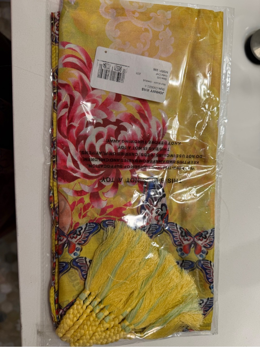 🌸 Johnny Was Charlie Print Silk Square Scarf - NIP & GORGEOUS! - Picture 6 of 6